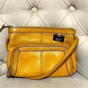 Tignanello Gold Pebbled Leather Crossbody Bag